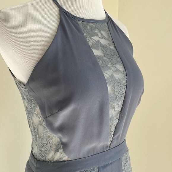 Maxi grey and lacy open back dress by love culture size Small - Picture 3 of 13